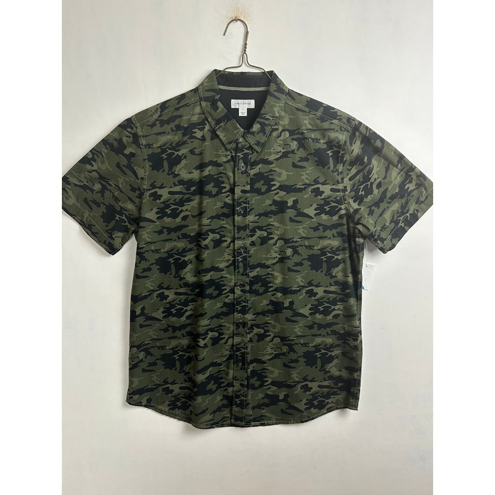 Sun + Stone Button Up Men's Large Short Sleeve Camouflage NWT